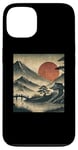 Coque pour iPhone 13 Village japonais vintage jardin vue montagne paysage soleil