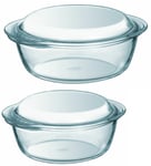 Casserole Storage Glass Dish Round 2 Pcs set 27cm-24cm Pyrex Cookware