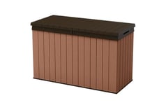 Keter coffre de jardin Darwin XL 662L, Rangement de jardin durable au style bois, Résistant aux intempéries, En résine, Marron