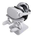 [Upgraded Version] KIWI design VR Stand Accessories Compatible with Quest 2/Quest 1/Rift S/Valve Index/HP Reverb G2/PSVR 2/PICO 4 VR Headset and Touch Controllers(White)