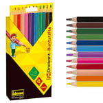 Idena 20135-Crayons de Peinture Jumbo avec Mine de 5 mm d'épaisseur en 12, Crayons de Couleur en Bois FSC en Forme de Triangle Ergonomique, emballés dans Un étui en Carton, 20135, Multicolore