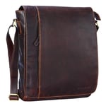 STILORD 'Paul' Leather Shoulder Bag Men Vintage Messenger Bag for 13,3 inches MacBook Tablet Vertical Crossbody Bag for A4 Documents in Genuine Leather, Colour:Cognac Dark Brown