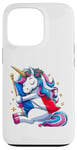 Coque pour iPhone 13 Pro Licorne câlinant drapeau de la France pour garçons, filles, femmes, enfants