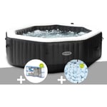 Kit spa gonflable Intex PureSpa Carbone octogonal Bulles et Jets 6 places + 12 filtres + 5 kg de sel