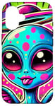 Coque pour iPhone 16 Alien coloré avec halo et ailes Pop Art cool