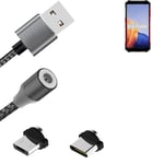 Magnetic charging cable for Ulefone Armor X9 with USB type C and Micro-USB conne