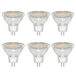 Lot de 6 Ampoule GU4 LED 3W Spot, Blanc Chaud 3000K, Équivalent 20W 30W Lampe Halogène, 300LM, AC/DC 12V-24V, 120° Faisceaux, Non-dimmable, Avec Verre de Protection Transparent