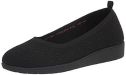 Skechers Women's Low Wedge Ballet Flat, Black/Black, 7