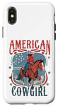 Coque pour iPhone X/XS Cowgirl américaine, rodéo, course de baril, équitation