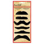 6 Stick On Fake Black Moustache Self Adhesive Assorted Fancy Dress Accessory