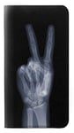 X-ray Peace Sign Fingers PU Leather Flip Case Cover For OnePlus 6T