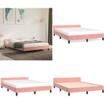 Cadre de lit avec tête de lit Rose 140x190 cm Velours - cadre de lit avec tête de lit - cadres de lit avec tête de lit - Home & Living - Rose