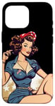 Coque pour iPhone 16 Pro Max Retro Patriotic Pin-up Vintage USA Flag American Beauty Girl