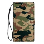 ChoosEU Coque pour Samsung Galaxy A34 5G Housse Cuir avec Protection Etui Portefeuille Antichoc Magnétique Étui à Rabat et Folio Support élégant Motif pour Filles Femmes - Vert Camouflage