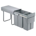 Poubelle coulissante - 2 bacs - 30 l - hauteur 385 mm - Amortisseur : Sans - Contenance : 30 l - Décor : Gris - Hauteur : 385 mm - Largeur : 254 mm