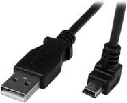 Câble Mini USB 2 m - A vers Mini B coudé 90° vers le bas - Câble USB Mini B Angle Coude vers le bas - Noir 2m (USBAMB2MD)