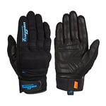 Furygan Jet D3O - Gants de Moto Homme - Paume 100% Cuir - Tactile - Confort - Gants d'été - Respirant & Léger - Protection Métacarpes D3O,Noir-bleu,L