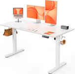 ErGear Bureau Assis Debout Electrique, Bureau Réglable en Hauteur Electrique 140 x 70 cm, Bureau Informatique avec Panneau Intelligent à 4 Mémoires, Bureau Blanc avec Plateau en Panneaux Assemblés