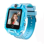 LiveGo Montre intelligente automatique 4G pour enfants garçons filles, montre intelligente étanche et sûre, GPS Tracker Appel SOS Caméra WiFi, pour Enfants Étudiants 4-12Y Anniversaire, kl-bleu, Large