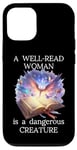 Coque pour iPhone 12/12 Pro A Well Read Woman is a Dangerous Creature Floral Book Reader