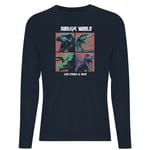 Jurassic Park World Four Colour Faces Men's Long Sleeve T-Shirt - Navy - S - Navy