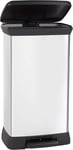 50L Pedal Touch Deco Bin - Silver Metal Effect, Fingerprint Resistant, Easy Clea