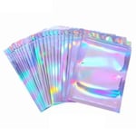 100 st Hologram Cellophane Självförslutande Påse 9 X 12cm Iridescent Zipper Lås Påse för Godis Kex