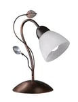 TRIO, Lampe de table, Traditio 1xE14, max.40,0 W Verre, Albâtre, Corps: metal, Rouille antique L:16,0cm, H:32,0cm, P:27,0cm IP20,Interrupteur de cordon