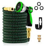 Expandable Garden Hose Pipe, Upgraded 3-Layer Latex No-Kink Flexible Water Hose, 3/4"&1/2" Metal Connectors, 10 Function Spray Nozzle 50FT