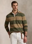 Polo Ralph Lauren Big & Tall Striped Rugby Shirt, New Olive/Mint Khaki