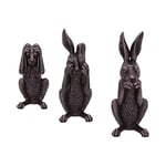 Nemesis Now See No, Hear No, Speak No Evil Bronze Hare Figurines, Polyresin, One Size