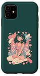 Coque pour iPhone 11 Anime Cat Girl Manga Hearts Kawaii Cute Holiday Valentines