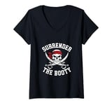 Womens Surrender The Booty Pirate Skeleton Joke Festival Men Women V-Neck T-Shirt