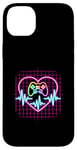 Coque pour iPhone 14 Plus Gamer Heartbeat Vaporwave Retro Console Player années 90