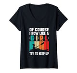 Womens Of Course I Row Like A Girl Try To Keep Up Funny Boat Rower V-Neck T-Shirt