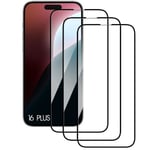 Set med 3 helhärdade glasögon för iPhone 16 Plus, 9H Anti-Scratch Skyddsglas