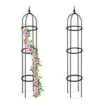 Relaxdays Trellis obélisque, Lot de 2, 130 m de Hauteur, Plantes grimpantes, en métal, Stable, Tour pour Rosier, Noir