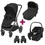 Maxi Cosi Pack poussette trio Oxford + nacelle Oria coque pebble 360 pro Essential Black