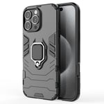 SKALO iPhone 16 Pro Max Armor Hybridi metallirengas kuori - Musta