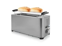 Grille-pain Princess Steel Toaster 2 Long Slot - 1 050 W - Fonctions décongélation, annulation, réchauffage - Support à viennoiseries