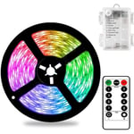 3m batteridrivna RGB LED-ljusremsor med fjärrkontroll, vattentät flexibel självhäftande remsa belysning för inomhus- och utomhusbruk