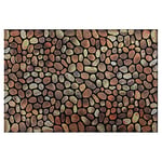 Nicoman Paillasson écologique avec Motif de Galets - Absorbant - pour intérieur et extérieur - Rectangulaire - 60 x 40 cm - Marron