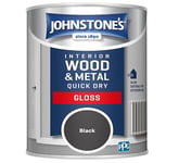 Johnstone's Wood & Metal Interior Exterior Quick Dry Gloss Paint 750ml - Black