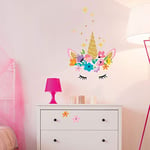 Stickers muraux enfants - Decoration chambre bébé - Stickers muraux enfant - Sticker mural Licorne Enchantée - Autocollant mural fille - H40x L40 cm