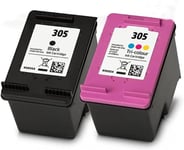 Cartouches 305 305 XL 305xl Noir et Couleur pour Cartouches HP 305 Noir et Couleur d'encre Imprimante HP 305 305 XL HP Cartouches DeskJet 2700 Envy 6010 6020 (1 noir, 1 couleur, 2 paquets)