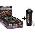 Optimum Nutrition Protein Bars Fruit & Nut 12 x70g + ON Shaker DATED JUL/2023