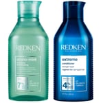 Redken Amino Mint Scalp Cleansing for Greasy Hair Shampoo and Extreme Damage Repair Conditioner Bundle