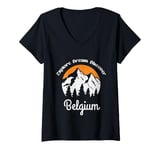 Womens Explore Dream Discover Belgium Vintage Belgium Vacation V-Neck T-Shirt