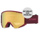 Atomic Lunettes de ski SAVOR BIG STEREO - Rouge foncé - Lunettes pour une vision claire et anti-éblouissement - Lunettes de sport miroir de qualité supérieure - Compatible avec les lunettes