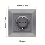 1kpl EU Standardi Sein&#xE4;pistorasia 16A Metallisella Kynsill&#xE4;, Moderni Raidallinen Paneeli, Valkoinen/Harmaa/Musta Vaihtoehdot